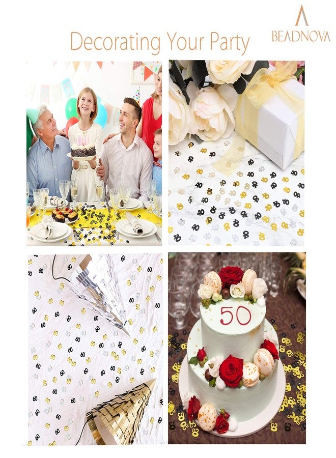 BEADNOVA 80th Birthday Confetti Eighty Years Old 80 Anniversary Number Confetti for Birthday Party Decor Wedding Table Decoration (1oz, Gold Silver Black Mix) - Image 4